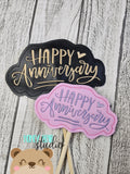 Happy Anniversary Sentiment Wedding PLANT STICK SIZE ONLY 4x4 and 5x7  DIGITAL DOWNLOAD embroidery file ITH In the Hoop 0524 01