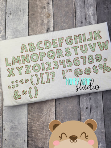 Beach Days Tweed Block Font Alphabet Light Fill Letter 1, 2, 3 inch font Includes BX DIGITAL DOWNLOAD embroidery file 1224 01