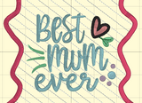 Best Mom MUM Ever Scalloped Edge Applique COASTER, Charm, and MUG RUG Set 4x4 5x7 DIGITAL DOWNLOAD embroidery file ITH In the Hoop 0423 04