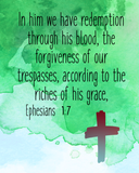 REDEEMED Ephesians 1:7 Bookmark for 4x4 5x7 DIGITAL DOWNLOAD embroidery file ITH In the Hoop 1024 02 (Copy)