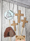 Resurrection He Is Risen Easter Bouquet Arrangement on a STICK plant stakes stick signs applique 4x4 DIGITAL DOWNLOAD embroidery file ITH In the Hoop 0324 02