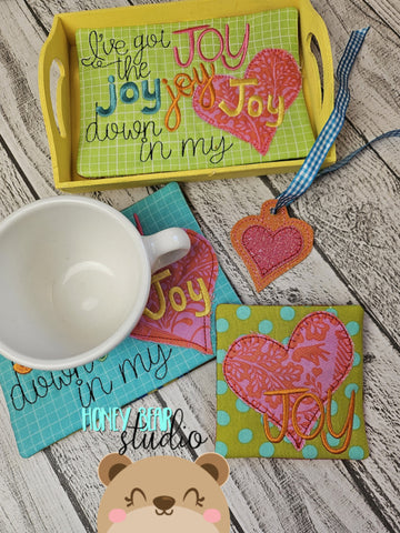 Joy in My Heart Romans 15:13 Bible Coaster Charm MUG RUG Set 4x4 5x7 DIGITAL DOWNLOAD embroidery file ITH In the Hoop 1024 02