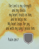 Psalm 28:7 The Lord is My Strength Bookmark for 4x4 DIGITAL DOWNLOAD embroidery file ITH In the Hoop 1024 02