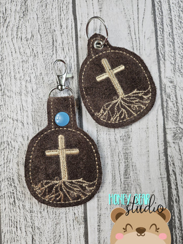 Rooted In Christ Colossians 2:6 Fob snap tab, or eyelet key fob  set 4x4  DIGITAL DOWNLOAD embroidery file ITH In the Hoop 0524 02