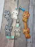 Sittin Kittens Kawaii Big Set Snap Tab, Eyelet Fob 4x4 SET DIGITAL DOWNLOAD embroidery file ITH In the Hoop 0423 04