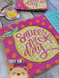 Squeeze the Day Lemon Summer Applique Coaster Charm MUG RUG Set 4x4 5x7 DIGITAL DOWNLOAD embroidery file ITH In the Hoop 0624 02