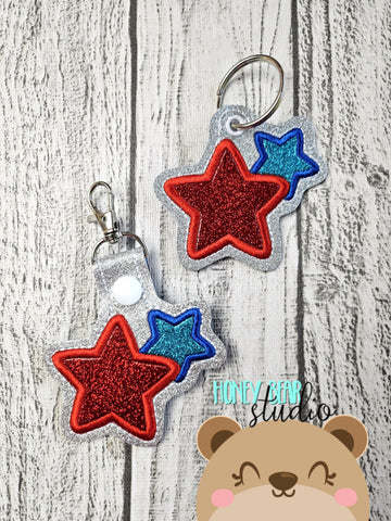 Sparkle Star App Fob snap tab, or eyelet key fob  set 4x4  DIGITAL DOWNLOAD embroidery file ITH In the Hoop 0624 02