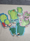 BIG VALUE Cactus Succulent on a Stick Plant Stake set 4x4 and 5x7 DIGITAL DOWNLOAD embroidery file ITH In the Hoop 0225 01