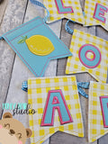 LEMONADE and Lemons Flag Banner Piece 4x4 DIGITAL DOWNLOAD embroidery file ITH In the Hoop 0624 02