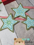 Folk Art Christmas Starflake Banner Set  4x4 DIGITAL DOWNLOAD embroidery file ITH In the Hoop 0924 01