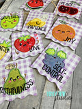 Fruit of the Spirit Kawaii Banner Pieces 4x4 DIGITAL DOWNLOAD embroidery file ITH In the Hoop 1124 01