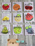 Fruit of the Spirit Kawaii Banner Pieces 4x4 DIGITAL DOWNLOAD embroidery file ITH In the Hoop 1124 01