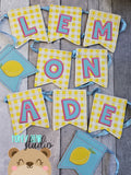 LEMONADE and Lemons Flag Banner Piece 4x4 DIGITAL DOWNLOAD embroidery file ITH In the Hoop 0624 02