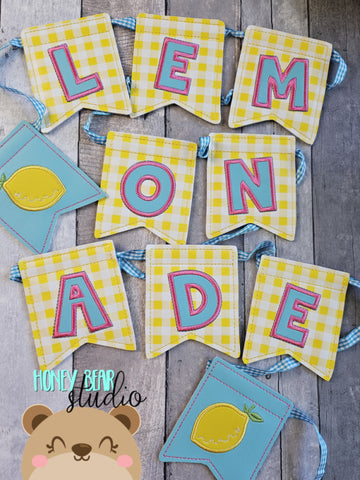 LEMONADE and Lemons Flag Banner Piece 4x4 DIGITAL DOWNLOAD embroidery file ITH In the Hoop 0624 02