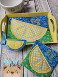 Citrus Slice Orange Lemon Lime Summer Applique Coaster Charm MUG RUG Set 4x4 5x7 DIGITAL DOWNLOAD embroidery file ITH In the Hoop 0624 02