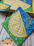 Citrus Slice Orange Lemon Lime Summer Applique Coaster Charm MUG RUG Set 4x4 5x7 DIGITAL DOWNLOAD embroidery file ITH In the Hoop 0624 02