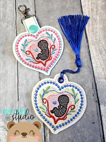 Choose Life Choose Love Sonogram Baby Fob snap tab, or eyelet key fob  set 4x4  DIGITAL DOWNLOAD embroidery file ITH In the Hoop 1024 02