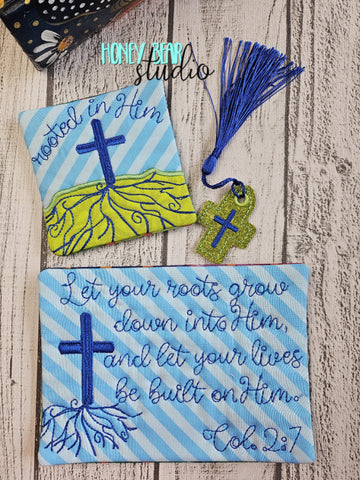 Rooted In Christ Bible Coaster Charm MUG RUG Set 4x4 5x7 DIGITAL DOWNLOAD embroidery file ITH In the Hoop 0624 01