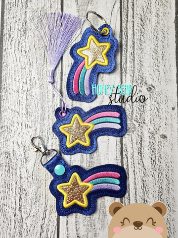 Stardust Star App Fob snap tab, or eyelet key fob  set 4x4  DIGITAL DOWNLOAD embroidery file ITH In the Hoop 0624 01