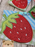 Strawberry Summer Applique Coaster Charm MUG RUG Set 4x4 5x7 DIGITAL DOWNLOAD embroidery file ITH In the Hoop 0624 02