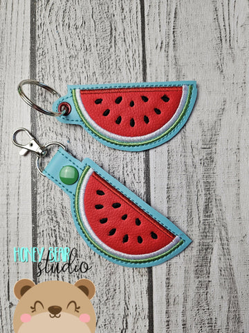 Watermelon Summer App Fob snap tab, or eyelet key fob  set 4x4  DIGITAL DOWNLOAD embroidery file ITH In the Hoop 0624 02