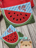 Watermelon Summer Applique Coaster Charm MUG RUG Set 4x4 5x7 DIGITAL DOWNLOAD embroidery file ITH In the Hoop 0624 02