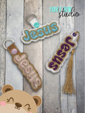 Jesus is Groovy Bubble Letters Snap Tab, Eyelet Fob 4x4 SET DIGITAL DOWNLOAD embroidery file ITH In the Hoop 0423 01