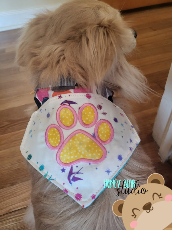 In the Hoop Paw Print Pet Bandana for 4x4 5x7 6x10 8x12 DIGITAL DOWNLOAD embroidery file ITH In the Hoop 0223